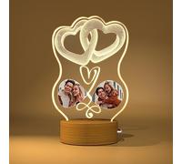 Rainsar Lampe Acrylique Personnalisée - Créez une Lueur d'Amour avec Vos Noms-Veilleuse Cœur en Ballons d'Amour 3D Personnalisée pour Célébrer Anniversaire, Mariage et Saint-Valentin
