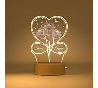 Rainsar Lampe Acrylique Personnalisée - Créez une Lueur d'Amour avec Vos Noms-Veilleuse Cœur en Ballons d'Amour 3D Personnalisée pour Célébrer Anniversaire, Mariage et Saint-Valentin