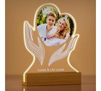 Rainsar Lampe Personnalisée avec Photo, Cadre Photo en forme de coeur, Amour Eternel 3D Cadeau Acrylique Unique Idéal pour Parents, Amis, Anniversaire, Fête des Pères et Mères, Noël, Saint Valentin