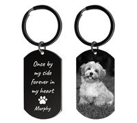 Rainsar Personalised Dog Memorial Gifts & Pet Bereavement Keyring - Double-Sided Photo with Engraving, Sympathy Gift for Loss of a Dog or Cat
