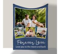 Rainsar Plaid Personnalisé, Couverture Personnalisée avec Photos et Texte, Couvertures et Plaids pour Femme, Ami, Famille, Couple, Animaux, Cadeau Photo Personnalisé pour Noël Anniversaire Maman