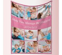 Rainsar Plaid Personnalisé, Couverture Personnalisée avec Photos et Texte, Couvertures et Plaids pour Femme, Ami, Famille, Couple, Animaux, Cadeau Photo Personnalisé pour Noël Anniversaire Maman