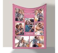 Rainsar Plaid Personnalisé, Couverture Personnalisée avec Photos et Texte, Couvertures et Plaids pour Femme, Ami, Famille, Couple, Animaux, Cadeau Photo Personnalisé pour Noël Anniversaire Maman