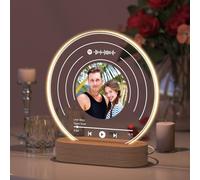Rainsar Plaque spotify personnalisé, Cadre Photo Personnalisé Spotify, Veilleuse Personnalisée pour Disque Vinyle Acrylique, Plaque Chanson avec Photo, Cadeaux de Noël pour la Saint-Valentin