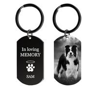 Rainsar Porte Clef Chien Personnalisable Photo, Souvenir Chien Décédé - Gravure Double Face INOX Porte-clés, Cadeau Chien&Chat Photo Personnalisé