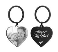 Rainsar Porte-clés Personnalisé, Porte Clef Personnalisable Gravé Texte et Image Recto Verso, Souvenir pour Anniversaires, Fête des pères, Noël, Saint-Valentin, Cœur