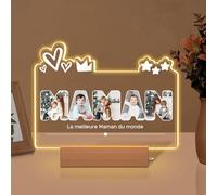 Rainsar Veilleuse Personnalisée pour Maman avec Photo, Cadre Photo Fête des Mères - Cadeaux Originaux pour la Fête des Mères, Cadeau Unique pour Noël, la Saint-Valentin ou les Anniversaires