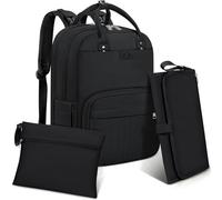 RAINSMORE Sac a Langer Bebe Grand Sacs à Dos à Langer avec 1 Matelas à Langer et 2 Sangles de Poussette Sac à Langer avec Sac Isotherme Unisexe Noir