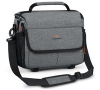 RAINSMORE Sac Appareil Photo Bandoulière Sacoche Appareil Photo Reflex DSLR/SLR Hybride Déperlant Antichoc avec Rembourré et Housse de Pluie Gris