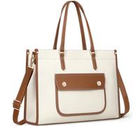 RAINSMORE Sac Cabas Femme Sac Ordinateur Femme 15.6 Pouces Grande Capacité Sac à Main Toile Sac de Cours Bandoulière Sac a Main pour Travail Shopping Voyage