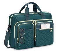 RAINSMORE Sacoche pour Ordinateur Portable Femme 17.3 Pouces Imperméable Sac de Travail Femme Grand Sac Pc Portable Housse Mallette Sac à Bandoulière pour Travail Affaires Université Vert Foncé