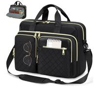 RAINSMORE Sacoche pour Ordinateur Portable Femme 17.3 Pouces Imperméable Sac de Travail Femme Grand Sac Pc Portable Housse Mallette Sac à Bandoulière pour Travail Affaires Université Noir