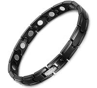 RainSo, un Bracelet Magnétique en Titane pur Romantique et à la Mode, en trois Couleurs de noir, Blanc et Gris-le Même Style Pour les Hommes et les Femmes-y Compris les Outils de Suppression. (Noir)