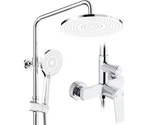 Rainsworth Colonne de Douche avec Mitigeur chromé, tête de douche 250 mm, Pommeau de Douche de 3 Jets, systèmes de douche