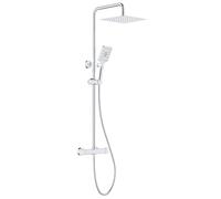 Rainsworth Colonne de douche thermostatique en acier inoxydable 92-126 cm, pommeau de douche 3 jets, hauteur réglable, ensemble de douche avec mitigeur chromé