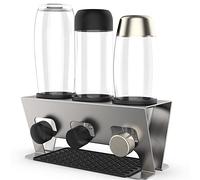 Rainsworth Porte-Bouteilles Duo & Crystal Bouteilles, 3 Accessoires Porte-Gouttes, Egouttoir Bouteille en Verre, Acier Inoxydable