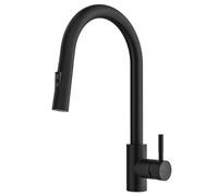 Rainsworth Robinet de cuisine noir avec douchette extensible - Robinet de cuisine haute pression avec deux types de jet d'eau, robinet d'évier pivotant à 360°, mitigeur de cuisine en acier inoxydable,
