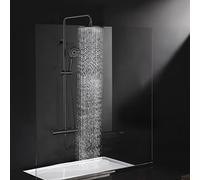 Rainsworth Système de douche avec thermostat noir - Kit complet avec pommeau de douche rond de 25 cm - Pommeau de douche à 3 types de jet - Hauteur réglable de 92 à 126 cm - Douche à effet pluie avec