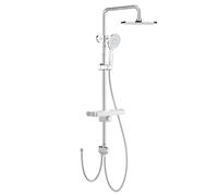 Rainsworth Système de douche sans robinetterie Noir - 30 X 30cm carré douche à effet pluie et 3 jets, avec inverseur en laiton,colonne de douche kit de douche avec étagère