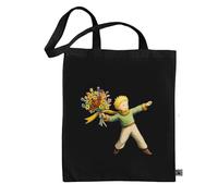 RainUP Sac fourre-tout en coton Fairtrade Petit Prince Lancer Fleurs, Noir , M