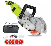 Rainureuse électrique avec 5 lames de scie de 125 mm, machine à rainurer les murs avec profondeur et largeur de coupe réglables pour granit, marbre, béton et pierre green