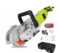 Rainureuse murale électrique 4 000 W, coupe 7 500 tr/min avec 5 lames de scie, profondeur et largeur de coupe réglables, pour granit, marbre, béton