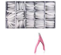 Rainway 330 Pièces Capsule Americaine de Ongle Gel, Capsules pour Manucure Avec Lignes, 15 Tailles Faux Ongles Durables Equipés de Ciseaux Adaptés Aux Salons et à la Pratique Domestique