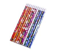 Rainway 36 Pièces Crayons de Noël avec Gommes, 12 Styles Dessin Animé Bonhomme de Neige Bas Père noël Renne Arbre Noëls Assortiment de Crayons en Bois pour noëls Bas Remplissages Fête Cadeau