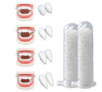Rainway 4 Paires Dents de Vampire Halloween, 4 Tailles Crocs de Vampire avec 2 Tubes de Colle, Kits de Fausses Dents pour Halloween, Déguisements, Bals Masqués et Soirées Horreur