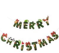 Rainway Guirlande de Noël Merry Christmas, drapeaux de Noël joyeux Noël, bannière colorée, guirlande en papier, décoration de Noël, décoration de la maison pour décoration murale accessoires de fête