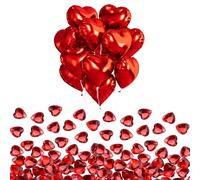 Rainway Lot de 12 ballons en aluminium en forme de cœur de 45,7 cm avec 200 cristaux pailletés - Décoration romantique rouge pour demande en mariage, Saint-Valentin, anniversaire, ballons à l'hélium