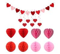 Rainway Lot de 15 décorations de Saint Valentin, de demande en mariage, de forme de cœur et de boule en papier nid d'abeille, 15 cm, rouge et rose, en forme de cœur pour la Saint-Valentin, la fête des