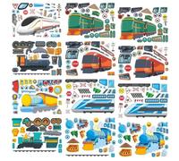 Rainway Lot De 16 Autocollants De Train Pour Le Visage, Puzzle, Dessin Animé, Maquillage, Autocollants Interactifs Réutilisables, Pour Fête, Artisanat, Accessoires De Décoration D'Anniversaire