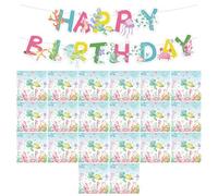 Rainway Lot de 21 pièces pour fête sur l'océan, avec 20 serviettes bleues et 1 bannière du monde sous-marin, décoration de table et vaisselle de fête en bleu