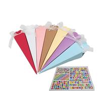 Rainway Lot de 32 petits sacs d'écolier à remplir, petits sacs d'école, sacs d'école créatifs, pliables, cadeau pour la rentrée scolaire, kit de bricolage avec autocollants