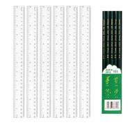 Rainway lot de 6 Règles Transparentes Anti-Cassure Double Décimètre 30 Cm avec 5 Crayons 2B Outil De Mesure Souple Précis pour équerre Scolaire Fournitures d’école Bureau et Usage Domestique