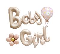 Rainway Lot de ballons gonflables XL avec lettres connectées, fleur et montgolfière - Décoration rose mat pour fête de genre, fête de bienvenue et fête d'anniversaire - Décoration de fond photo extra