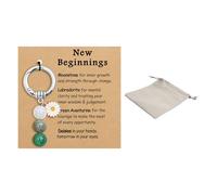 Rainway Porte-clés en pierre naturelle avec carte cadeau, cristal naturel, pendentif pour portefeuille, pendentif de sac, cadeau pour soulager l'anxiété pour un nouveau départ