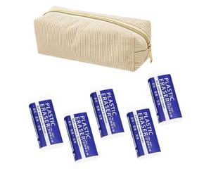 Rainway Trousse à Crayons en Velours Côtelé, livrée avec Cinq Gommes, Grand Volume Iéger à Emporter pour Ecole Bureau Voyage, Pratique comme Trousse Crayon Trousse Stylo et Trousse Scolaire