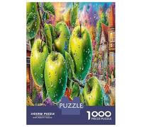 Rainy Apple Tree 1000 Pièces Green Apples Puzzle Défi Jouet Jeu Coloré Puzzles Décorationd’intérieur Adultes Adultes Cadeaux 52x38cm/1000pcs