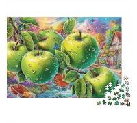 Rainy Apple Tree Puzzle 1000 pièces Voyage Adultes Pommes Vertes Gouttes d'eau Village Qualité supérieure épaisse Robuste Haute qualité stimulante Anti-Stress 52x38cm/1000pcs