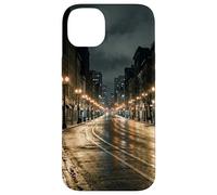 Rainy City Night Street Lights Urban Road Scène Coque pour iPhone 14 Plus