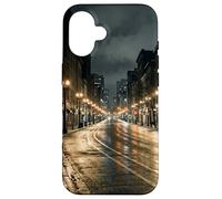 Rainy City Night Street Lights Urban Road Scène Coque pour iPhone 16