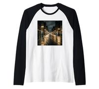 Rainy City Night Street Lights Urban Road Scène Manche Raglan
