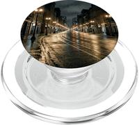 Rainy City Night Street Lights Urban Road Scène PopSockets PopGrip pour MagSafe