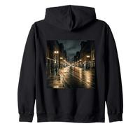 Rainy City Night Street Lights Urban Road Scène Sweat à Capuche