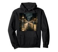 Rainy City Night Street Lights Urban Road Scène Sweat à Capuche