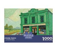 Rainy Day Bookstore Puzzle en Bois Imperméable DIY Puzzles De 1000 Pièces pour Adultes Cadeaux Amusant Jeux Éducatifs