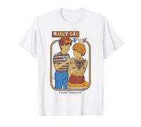 Rainy Day Fun Tattoos Sarcastic Retro Funny Adult Humor T-Shirt, Homme, Blanc, 3XL