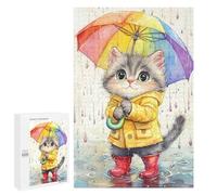 Rainy Day Kitten with Umbrella-10 Puzzle 1000 Pièces Educa Jouet en Bois Cadeau Unique Décoration Intérieure Jeu Éducatif Challenge Toy Adultes Et Enfants À Partir De 14 Ans 1000 PCS